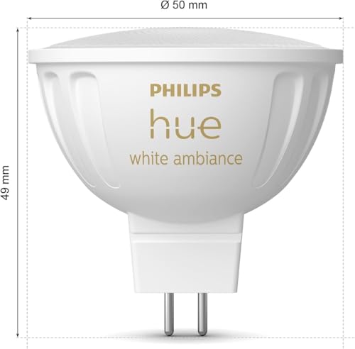 Philips Hue Starterpaket GU5.3 mit 4 Spots (MR16) 12V Warm- bis Kaltweißes Licht Inkl. 1 Hue Bridge Hue White Ambiance Lichtsystem mit allen Weißtönen, smarte Lichtsteuerung über Sprache und App - 2