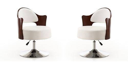 Sillón giratorio ajustable piel sintética Blanco miniatura 1