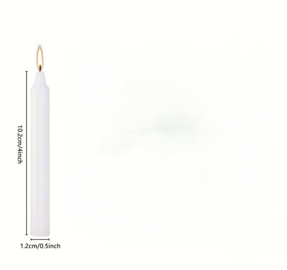 Mini Taper Candles, White Unscented, 4 Inch x 0.5 Inch, 27 Pieces