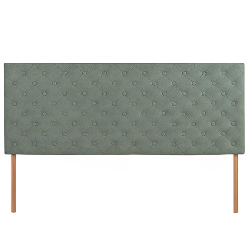 MG Design Tête de lit pour lit 160 x 60 cm rembourrée Vert Menthe avec Pieds en Bois – Appui-tête Facile à Monter, en Tissu Velours Doux, avec...