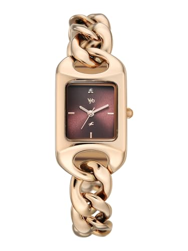 Fastrack Vyb Prodigy with Quartz Analog Burgundy Dial Rose Gold Alloy Strap Watch for Girls - FV60125WM01W