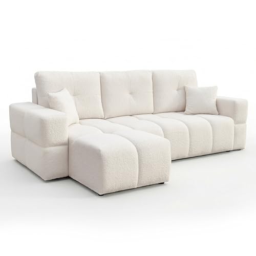 IDOHOME Canapé d’Angle en L avec Fonction Couchage & Coffre, 250x148x85 cm, Surface de Couchage 125x200 cm - Couleur: Centaur 01