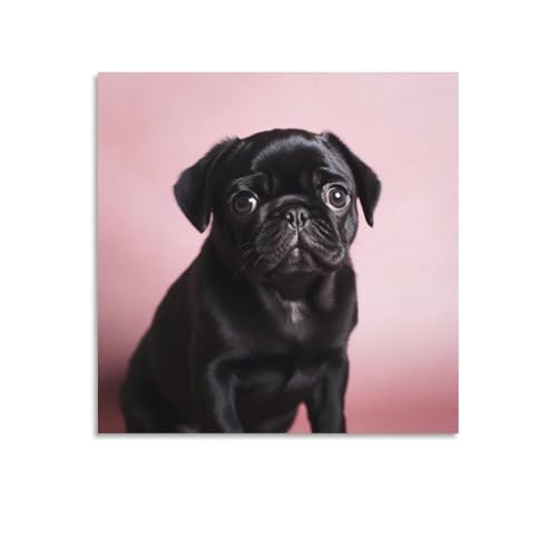 Toile carlin noir mignon peinture abstraite pour les amoureux des chiens