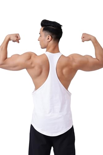 Image of FUAARK Men's Super Combed Cotton Tank Tops Gym Bodybuilding Vest Fitness Workout Sleeveless Stringers