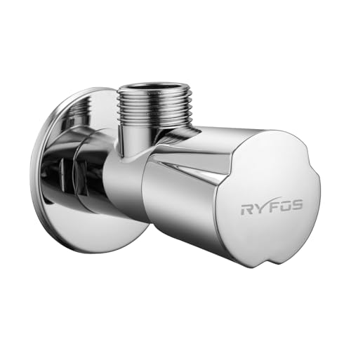 Image of India's 1st Lifetime Support Brand, R4010AV, SS-304 Grade Angle Valve | Angle Cock for Bathroom With Wall Flange | Valve for Geyser | Bathroom Tap | (Chrome Finish, 1-Piece)
