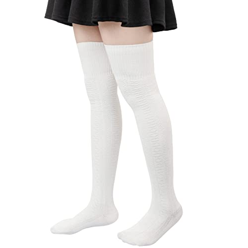 DRESHOW Extra Long Thigh High Socks Long Boot Stockings Striped Over Knee Socks for Women Leg Warmers3