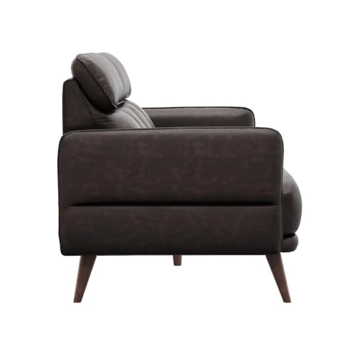 Image of Wakefit 2 Seater Sofa | 5 Year Warranty | Brown Leatherette, Neem Wood, Modern Style, Living Room, 150cm x 90cm x 91cm