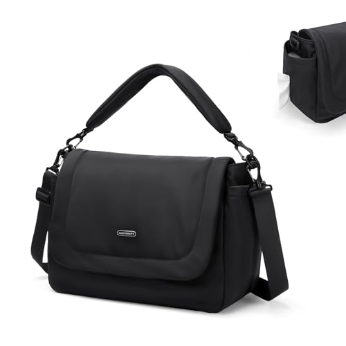 GOLF QUALITY Bolsa Maternal 22L Multifuncional, Gran Capacidad Bolso Pañalero Resistente con Bolsillo Aislante, Ligera y Versátil para Madres, Viajes y Uso Diario,Negro