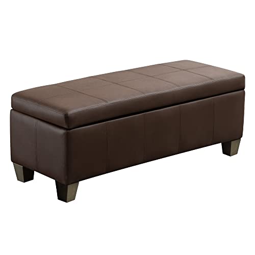 UDAX 41 Storage Ottoman Storage Bench with Safety Hinge Upholstered Synthetic Leather Ottoman Bench for Bedroom Living Room Entryway Hallway Foot Rest Support 500lbs Brown
