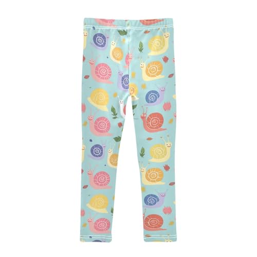 Girls Leggings Snail Kids Ankle Length Leggings Pants Athletic Yoga Pants Cute Colorful Toddler Tights Trousers 4T2