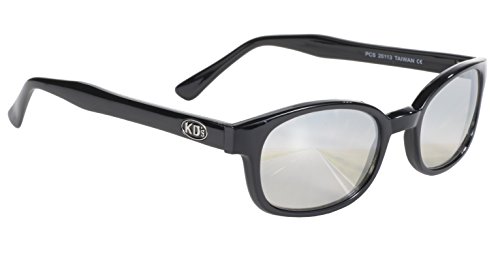 Pacific Coast Original KD's Biker Sunglasses (Black Frame/Clear Silver Mirror Lens)