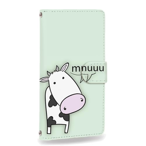 Xperia 10 ll 用 SO-41A SOV43 A001SO 対応 スマホケース 手帳型 カードスロット エクスペリア10llのカバー けーたいケース カード収納 スタンド機能 牧場ミルク うし キャラクター グリーン 172a03c