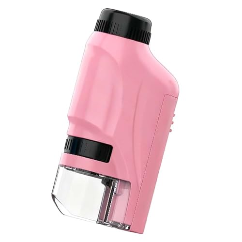 Image of Mini Microscope, 2026 New Pocket Microscope for Kids, Portable Handheld Kids Microscope Mini Scope Educational Science Kits with LED Light 60X-120X (Pink)