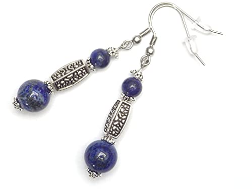 Boucles d'oreille Thurcolas en Lapis Lazuli de la gamme Medicis en acier inoxydable