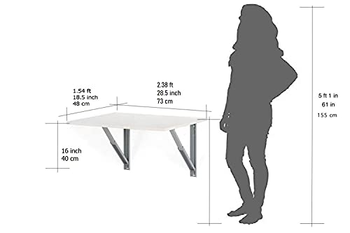 Image of Compal Wood Folding Wall Mounted Study Table, Office Table, Laptop Table, Folding Utility Table For Home Office Portable & Space-Saving Floating Desk (18.5X28.5 Inches Wall Mounted Table White)