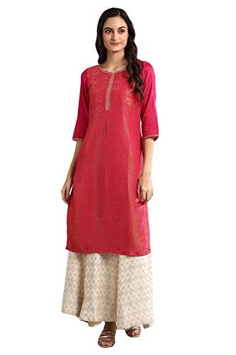 Image of Aurelia Women's Rayon Regular Fit Solid Regular Kurta