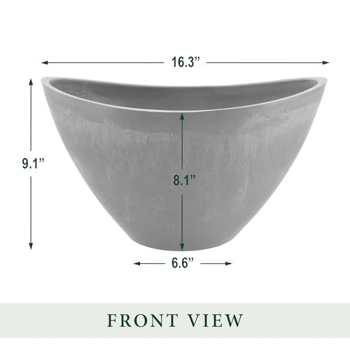 Arcadia YB41CT Garden Products Psw Pot Collection Curved Planter Pot For Indoor And Outdoor Plants And Gardens, 16-Inch, Cement Gray thumb #4