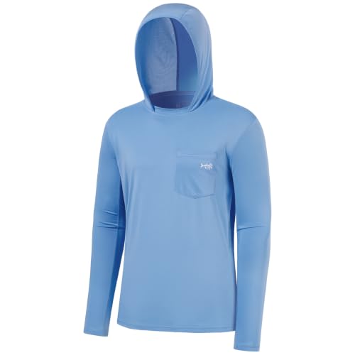 Image of BASSDASH Men's UPF 50+ Fishing Hoodie Shirts with Chest Pocket Lightweight UV Sun Protection Long Sleeve Hiking Sports FS34M