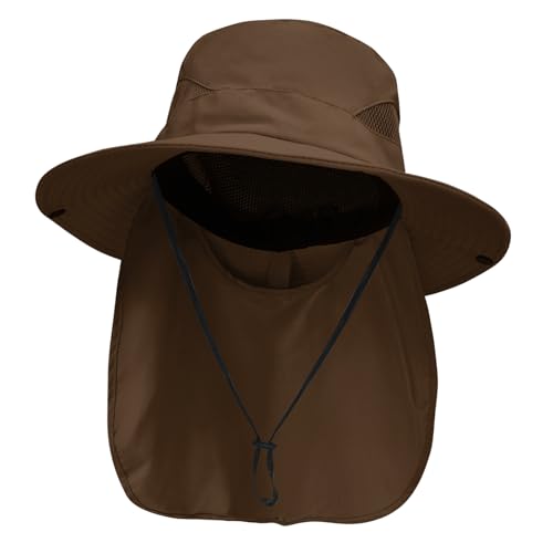 Image of NPJY Sun Fishing Hats with Neck Flap for Men Women UV Sun Protection Safari Hat Wide Brim Bucket Hat