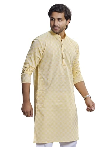 Image of Authentics Pure Cotton Handloom Golden Stripes Premium Kurta | Regular Fit | Casual Ethnic Wear | Perfect for Any Occasion | Premium Fabric | Elegant Style | 100% Cotton |