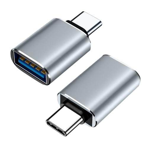 FENGRUI 2 Pack USB-C to USB Adapter,OTG Aluminum USB-C Male to USB Female Adapter Adapter Compatible with MacBook Pro,Galaxy Type-C Smartphone and Tablet(Gray)