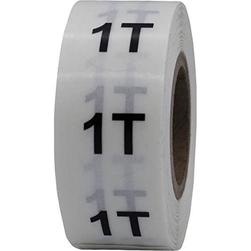 Clear Circle 1T Toddler Clothing Size Stickers - 3/4 Inch Round, 500 Clear Plastic Adhesive Labels Per Roll for Retail Apparel, Kids Clothing Organization, and Inventory - Made in The USA