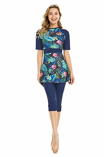 TaissBocco Womens Rash Guard Modest Swimsuit for Girls Short Sleeve Bikinis Surfing Swimwear Burkini