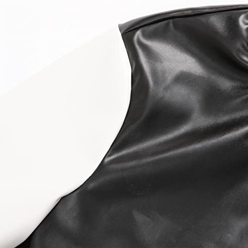 BAICAIYU Kids Baseball Leather Jackets Boys and Girls Varsity PU Letterman Coat Button Cardigan Bomber Lightweight Jacket4