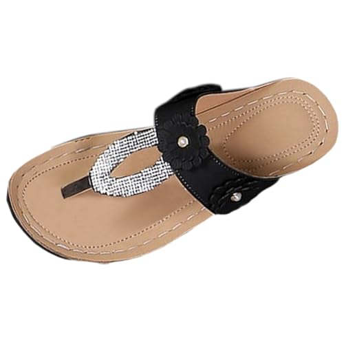 Sandalias ortopédicas para mujer, chanclas antideslizantes, informales, pantuflas de moda, pantuflas de vacaciones, playa, zapatos de baño, puntera abierta, sandalias deportivas, Negro , 37 EU