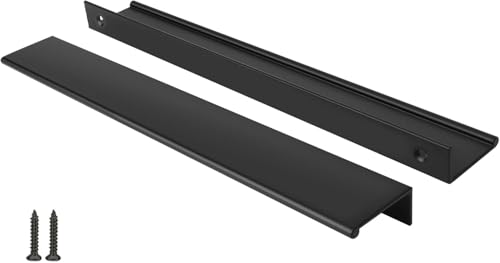 Image of Peaha 30 Pack Kitchen Cabinet Handles 10-1 /16 inch Black Drawer Pulls Edge Pull | Black Cabinet Handles Finger Pulls for Cabinets Modern Hidden Aluminum Alloy Dresser Drawer Handles Closet Bedroom