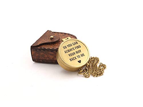 So You Can Always Find Your Way Back Home, Brass Compass Engraved Gifts for Men, Bronze Gifts for Men, Romantic Gifts for Him/Her, Keepsake Gifts for Husband, Personalized Gifts for Men
