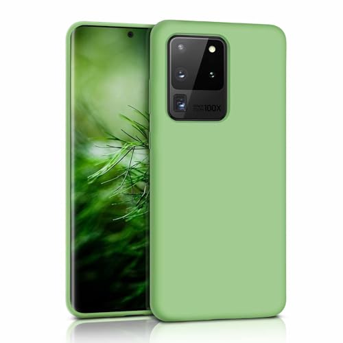 Image of MOBILOVE Back Cover Case for Samsung Galaxy S20 Ultra | Pure Liquid Soft Matte Silicone Case with Logo and Comes with Camera and Screen Protection Back Cover for Samsung Galaxy S20 Ultra (Mint Green)