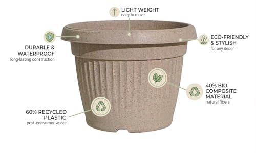 Image of Harshdeep Flower Pots for Home Decoration - Bello - Indoor Living Room Balcony Garden Decorative Round Earth Friendly 10 Inch Planter Made of Bamboo and Rice Husk Recyclable Set of 4 (Cream)