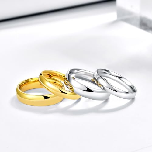 4mm 6mm Stainless Steel Ring Plain Dome High Polished Wedding Band Comfort Fit Size 4-123