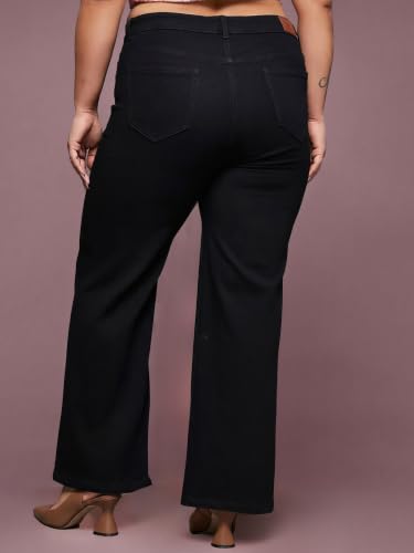 Image of Miss Chase A+ Women's Wide Leg High Rise Regular Length Stretchable Denim Jeans