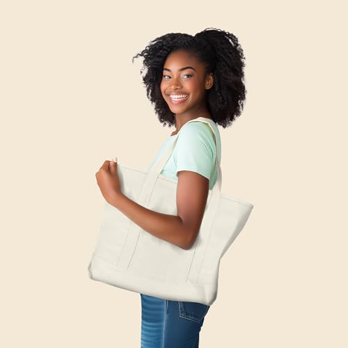 Image of 22 inch Heavy Duty Cotton Canvas Tote Bag (Zippered)