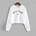 NokHom Women's Casual Long Sleeve Crop Hoodies NEW YORK 199X Print Hooded Sweatshirt Drawstring Pullover Cropped Tops White