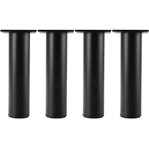 LIRRAS Set of 4 Adjustable Legs, Metal Furniture Sofa Feet, DIY Replacement Parts with Screws, Aluminum Alloy, for Cabinet Cupboard Desk Couch Chair Ottoman (8cm/3.15in,Black)