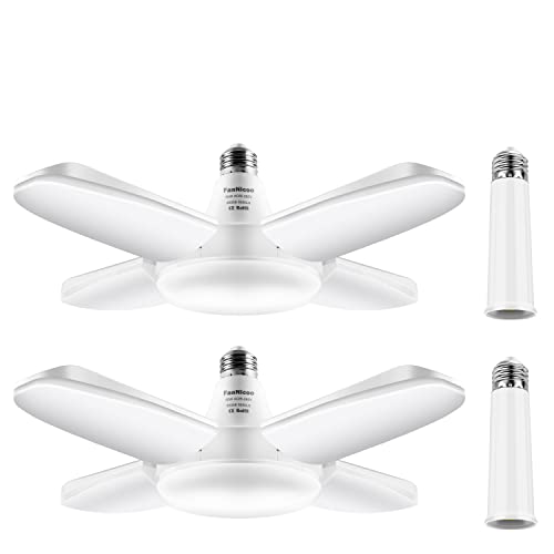 LED Garage Lights 500W Equivalent Deformable Ceiling Bulb 45W 4500LM 6500K Cool Daylight White,E26/E27 Medium Base Led Shop Light for Garage Basement Shop Workshop Warehouses Barn