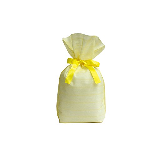 カクケイ 巾着袋 不織布 リボン付 10枚 S イエロー FHRY04