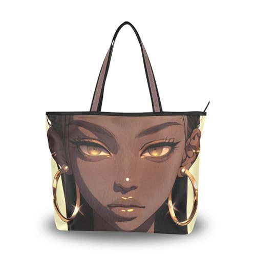 silk fabric zippered shoulder tote bag convenient handbags for women under for Prom Engagement Cocktail Party Wedding (Beauty African Women) L