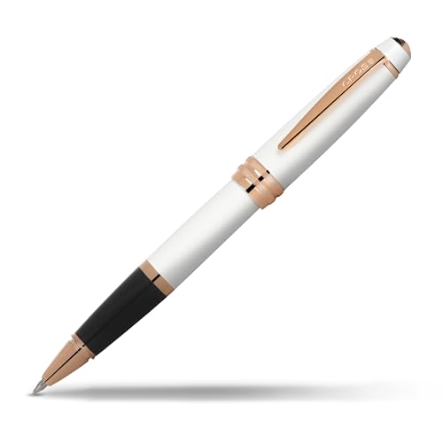 CROSS Bailey Pearlescent White Lacquer Rolling Ball Pen with rose gold appointments