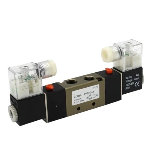 Válvula solenoide 5 vías 2 posiciones 4V220-08 DC24V para aire comprimido 2