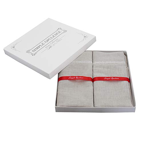 Simple&Opulence 100% Linen Napkins - (Pack Of 4) - Premium (Hemstitch Border) Reusable Washable Durable Daily Use For Dinner/Party/Picnic/Wedding - Linen, 18 X 18 Inch #TOP4