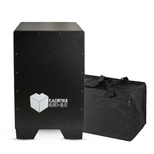Image of Kadence CJBLK Heartbeat Cajon with Dust Cover | 40 Non-Adjustable Snare Strands | Tech Wood Body | Anti Skid PU Feet | Includes Learning Course | Black