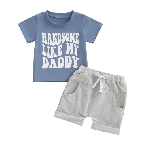 Image of Toddler Baby Boy Summer Clothes Letter Print Short Sleeve Shirt Tops and Shorts Set Summer Outfit 2Pcs