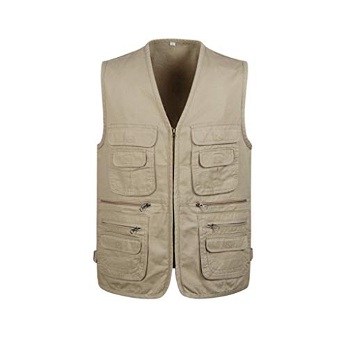 LHongBin- Weste Multi Pocket Leichte Fliegenfischen Baumwollweste, Outdoor Angeln Wandern Plus Size, Sport Outdoor-Produkte (Color : Beige, Size : 4XL) Cover