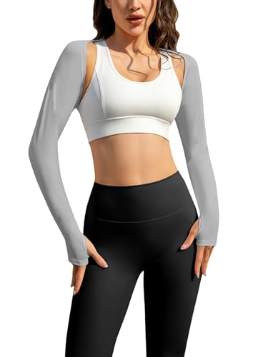 Image of Women Crop Top Long Sleeve Bolero Shrug Workout Tops Open Front Crop