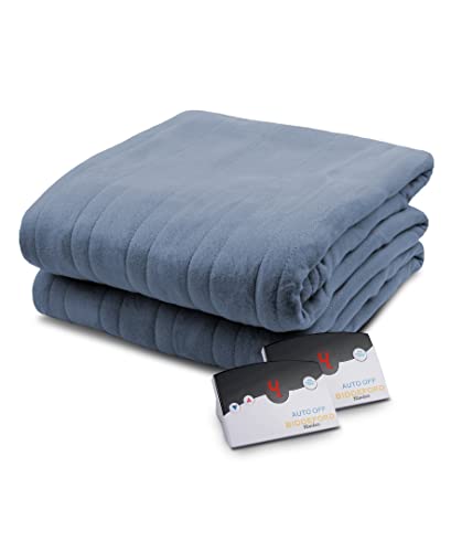 Biddeford Blankets Comfort Knit Heated Blanket with Therapeutic Heat Settings Machine Washable Safety Tested & Approved - Perfect for Warm Cozy Nights Digital Controller Queen Denim