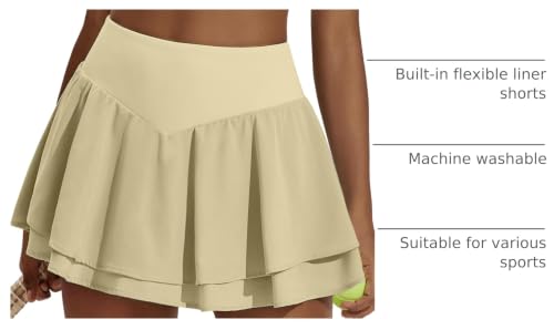 Image of PINSPARK Womens Tennis Skirt Pleated High Waisted Golf Skort with 3 Pockets